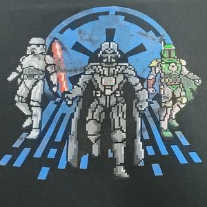 8 bit design Star Wars Tee Vader Clone and Fett